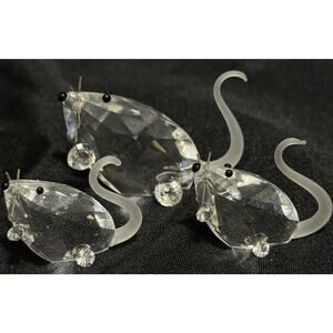 Asfour Egyptian Crystal Mice Figurines - Set of 3 - RARE